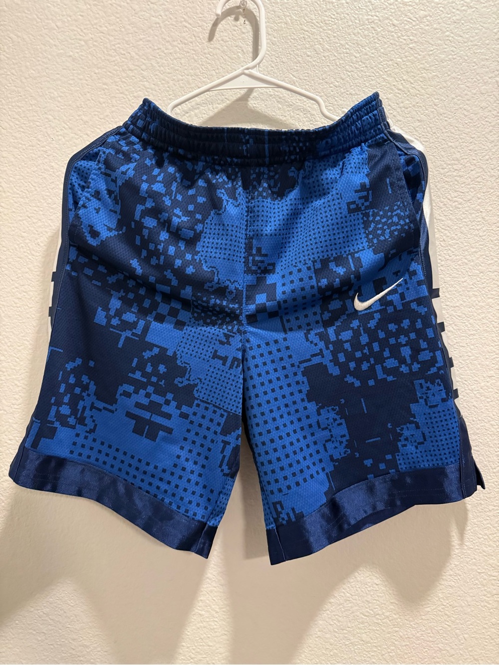 Nike Blue Pixel-Print Kid's Athletic Shorts